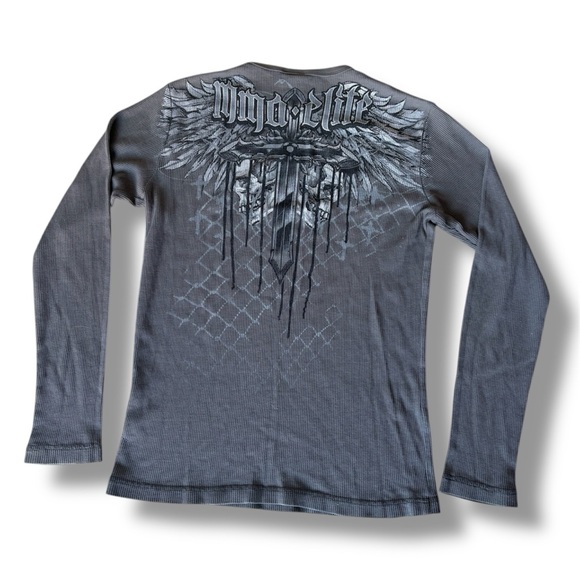Men's Gray Graphic Long Sleeve Shirt - Picture 3 of 5